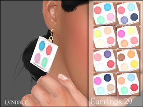 Sims 4 — Earrings_29 by LVNDRCC — Watercolour paint earrings in variety of pink, brown, blue, green, purple, orange, and