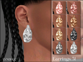 Sims 4 — Earrings_31 by LVNDRCC — Folded metal earrings in silver, platinum, black zirconium, copperm and yellow and pink