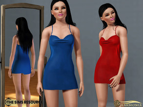 Sims 3 — Spaghetti Strap Dress by Harmonia — 3 color Recolorable Please do not use my textures. Please do not re-upload.