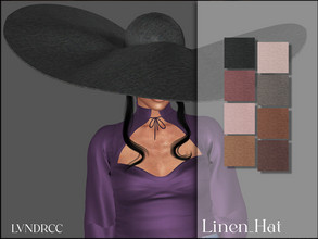 Sims 4 — Linen_Hat by LVNDRCC — Spacious, wide summer hat with fabric texture. in subtle shades of brown, beige, powder