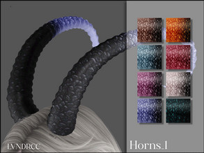 Sims 4 — Horns_1 by LVNDRCC — Long curled horns with scaly pattern and black base, finished in pink, purple, blue, dark