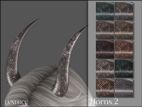 Sims 4 — Horns_2 by LVNDRCC — Short horns with bending, wavy pattern. In variety of grey, brown, beige, purple, pink and