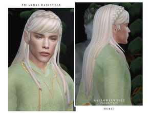 Sims 4 — Triandal Hairstyle by -Merci- — HAPPY HALLOWEEN! New Maxis Match Hairstyle for Sims4. -24 EA Colours. -For male,