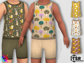 Sims 4 — Toddler Autumn Sparkle Vest Top by Pelineldis — Five cool vest tops with autumn print.