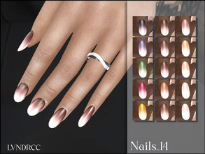Sims 4 — Nails_14 by LVNDRCC — Ombre manicure on natural light skin toned beige, ivory, brown, yellow, pink, and purple