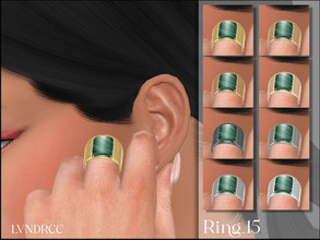 Sims 4 — Ring_15 by LVNDRCC — Green malachite band in silver, platinum, black zirconium, copper, and yellow gold, shiny
