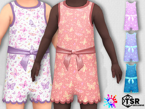 Sims 4 — Toddler Butterfly Jumpsuit - Needs EP Cottage Living by Pelineldis — Five sweet jumpsuits with butterfly prints.