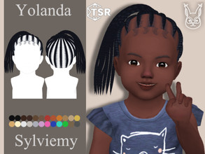 Sims 4 — Yolanda Hairstyle (Toddler) by Sylviemy — Long Braids New Mesh Maxis Match All Lods Base Game Compatible Hat