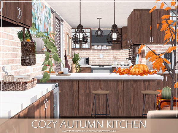 Sims 4 — Cozy Autumn Kitchen by MychQQQ — Value: $ 31,586 Size: 11x5
