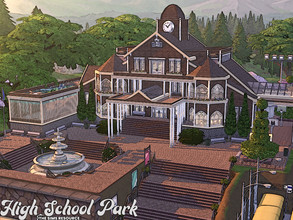 Sims 4 — High School Park | noCC by simZmora — Beautiful, large building of the school institution - high school. This is