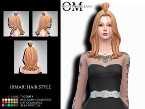 Sims 4 — Himari Hair Style by Oscar_Montellano — All lods Hat compatible 24 ea swatches BGC
