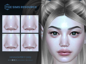 Sims 4 — Highlighter 9 (HQ) by Caroll912 — A 4-swatch very soft, glittery face highlighter in pastel shades of yellow,