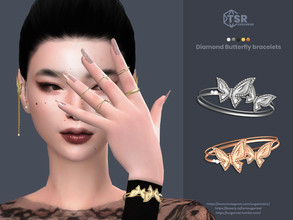 Sims 4 — Diamond Butterfly bracelets by sugar_owl — Butterfly bracelets with diamonds and pearls for female sims. Left