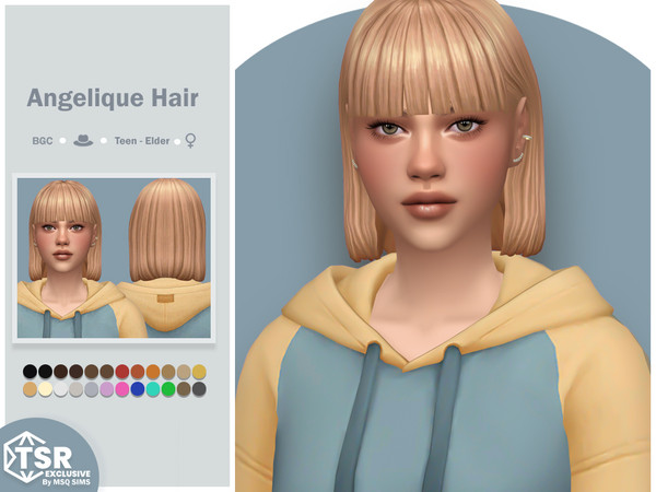 Sims 4 — Angelique Hair by MSQSIMS — This maxis match short hair is available for teen - elder sims. - Base Game