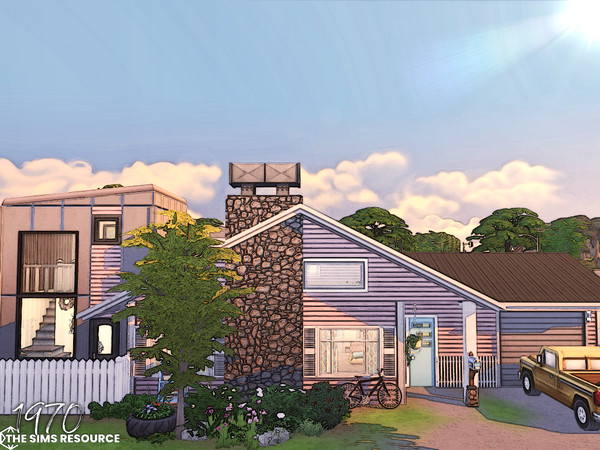Sims 4 — Retro House 1970 | TS4 Gallery by simZmora — Stylized 70s retro house with modern elements - TVs, computers or