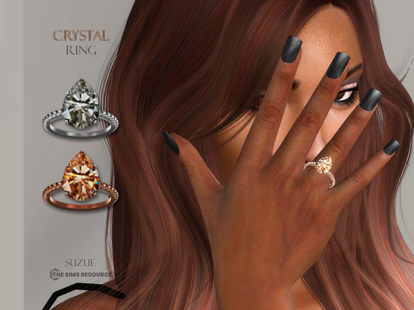 Sims 4 — Crystal Ring (Right Side) by Suzue — -New Mesh (Suzue) -4 Swatches -For Female -HQ Compatible