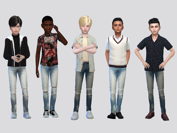 Sims 4 — Winkle Denim Jeans Boys by McLayneSims — TSR EXCLUSIVE Standalone item 6 Swatches MESH by Me NO RECOLORING