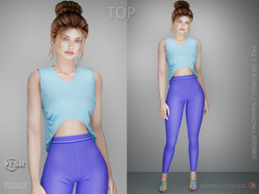 Sims 4 — Short Sleeve U-shape Tank by pizazz — Sleeveless U-shape Tank Top for your sims 4 game. Dress it up or keep it