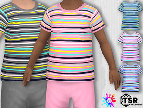 Sims 4 — Toddler Striped T-Shirt by Pelineldis — Five cool striped tees.