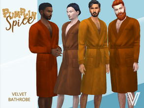 Sims 4 — Pumpkin Spice Velvet Bathrobe by SimmieV — It's time to cozy up this fall with any of these 8 velvet bathrobes.
