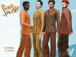 Sims 4 — Pumpkin Spice Flannel Pajama Tops by SimmieV — These flannel pajamas are perfect for those chilly nights in the