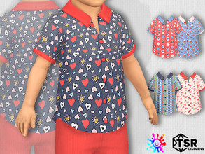 Sims 4 — Toddler All Hearts Shirt by Pelineldis — Five cute shirts with hearts prints.