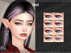 Sims 4 — Sword Eyeliner by Kikuruacchi — - It is suitable for Female and Male. ( Teen to Elder ) - 8 swatches - HQ