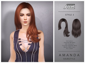 Sims 4 — Amanda  - Style 3 (Hairstyle) by Ade_Darma — Amanda Hairstyle - Style 3 New Hair Mesh 56 Colors HQ Textures No