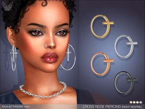 Sims 4 — Cross Nose Piercing (Right Nostril) by feyona — Cross Nose Piercing (Right Nostril) comes in 4 colors: yellow,
