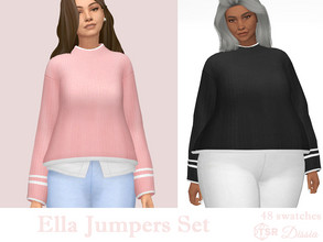 Sims 4 — Ella Jumpers Set by Dissia — Long sleeves sweaters with or without shirt under Each available in 48 swatches