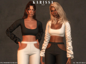 Sims 4 — KARISSA | top by Plumbobs_n_Fries — Crop Top with Ruched Sleeves New Mesh HQ Texture Female | Teen - Elders Hot
