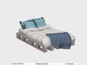 Sims 4 — Millennial - Double Bed by Syboubou — This is a functional and animated bedding double bed.