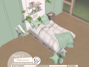 Sims 4 — Patreon Release - Millennial bedroom (2/3: Decor & clutter) by Syboubou — This set contains bedroom item to