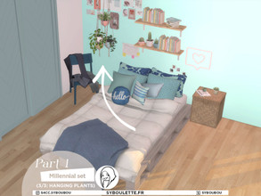 Sims 4 — Patreon Release - Millennial bedroom (3/3: Hanging plants) by Syboubou — This set contains bedroom item to