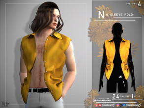 Sims 4 — No Sleeve Polo by Mazero5 — Polo style with no sleeve and open upfront. 24 Swatches to choose from Masculine All