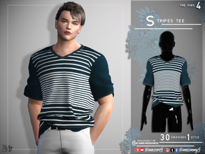 Sims 4 — Stripes Tee by Mazero5 — An everyday shirt with a stripes design. 30 Swatches to choose from Masculine All Lods