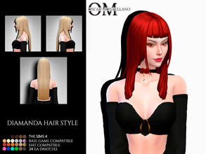 Sims 4 — Diamanda Hair Style by Oscar_Montellano — All lods Hat compatible 24 ea swatches BGC