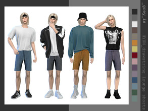 Sims 4 — _hyun_ 018 Drawstring Lounge Shorts by greyIS — basic men's leisure wide-fit shorts with drawstrings. knit
