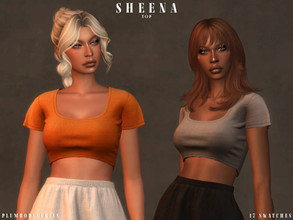 Sims 4 — SHEENA | top by Plumbobs_n_Fries — Short Sleeve Crop Top New Mesh HQ Texture Female | Teen - Elders Hot Weather