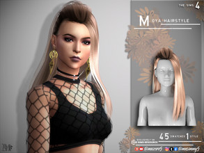 Sims 4 — Moya Hairstyle by Mazero5 — Brushed back hair type on one side and just slick straight on the other. 45 Swatches