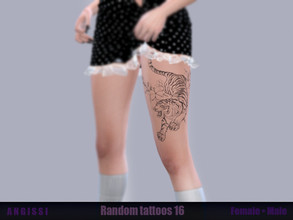 Sims 4 — Random tattoos 16 by ANGISSI — *PREVIEWS MADE USING HQ MOD * 3 black options (right ,left ,both legs) * HQ