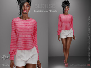 Sims 4 — Long sleeve ribbed blouse by pizazz — Long sleeve ribbed blouse for your sims 4 game. Dress it up or keep it