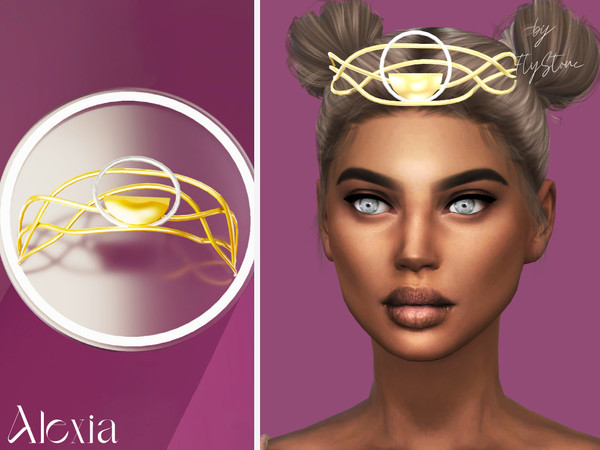 Sims 4 — Alexia - tiara by FlyStone — Stylish braided tiara made from gold and silver combination. It has unique red and