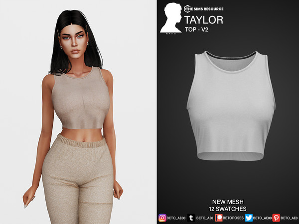 Sims 4 — Taylor (Top V2) by Beto_ae0 — Cotton shirt, enjoy it - 12 colors - New Mesh - All Lods - All maps