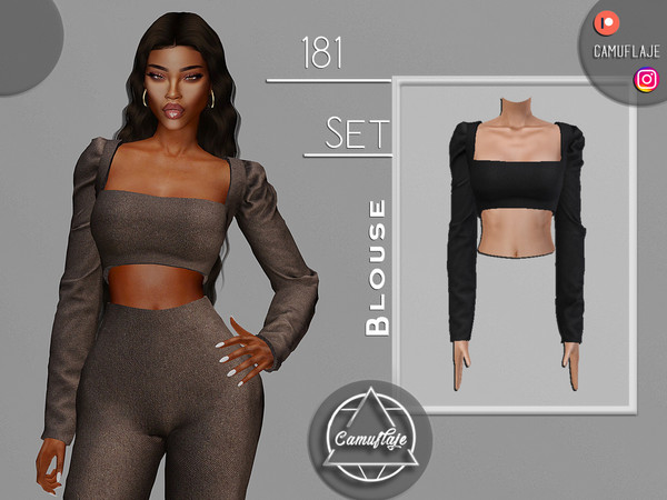 Sims 4 — SET 181 - Blouse by Camuflaje — Fashion elegant fall set that includes blouse & leggings ** Part of a set **