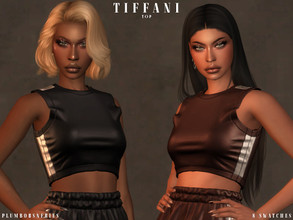 Sims 4 — TIFFANI | top by Plumbobs_n_Fries — Leather Tank Top with Silver Sides New Mesh HQ Texture Female | Teen -