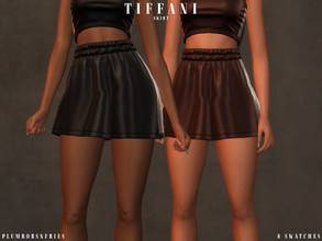 Sims 4 — TIFFANI | Skirt by Plumbobs_n_Fries — High Waisted Leather Skirt with Silver Sides New Mesh HQ Texture Female |