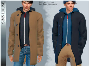 Sims 4 — MEN'S COAT WITH HOODIE by Sims_House — MEN'S COAT WITH HOODIE 8 options. Men's hoodie coat for The Sims 4.