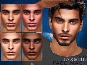 Sims 4 — [Patreon] Jaxson Face Mask N36 by MagicHand — Male face in 5 skin color variations - HQ Compatible. Preview -