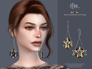 Sims 4 — Moon Goddess earrings by sugar_owl — Wiccan earrings for female sims. 10 swatches: gold, silver, bronze. Teen -